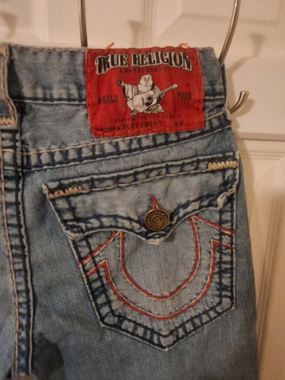 True Religion Light Blue Denim Jeans with Red Patch